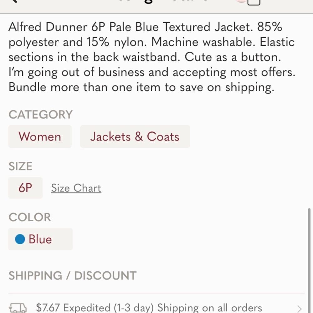 Alfred Dunner 6P Pale Blue Textured Jacket - Picture 7 of 7